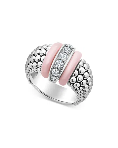 Lagos Pink Caviar Diamond Ceramic Ring