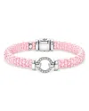 Lagos Sterling Silver Pink Caviar Diamond Circle Ceramic Bead Bracelet In Pink/silver