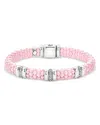 Lagos Pink Caviar Bead Diamond Station Bracelet In Pink/silver