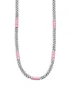 Lagos Pink Caviar Ceramic Station Necklace In Pink/silver