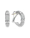Lagos Sterling Silver Signature Caviar Diamond Bead Small Hoop Earrings In Silver