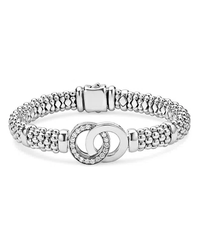 Lagos Sterling Silver Signature Caviar Diamond Interlocking Circle Beaded Bracelet