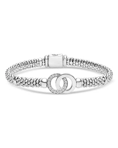 Lagos Sterling Silver Signature Caviar Diamond Interlocking Circle Beaded Bracelet