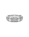 Lagos Caviar Diamond Ring In Silver