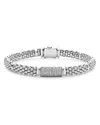 Lagos Sterling Silver Signature Caviar Pave Diamond Station Bracelet In Silver