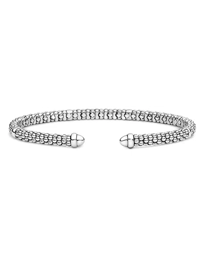 Lagos Sterling Silver Signature Caviar Versa Torque Bracelet In Metallic