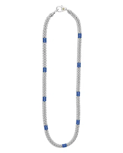 Lagos Sterling Silver Ultramarine Ceramic Rondelle & Bead Collar Necklace In Blue/silver
