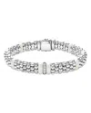 LAGOS STERLING SILVER WHITE CAVIAR CERAMIC & DIAMOND BEADED BRACELET