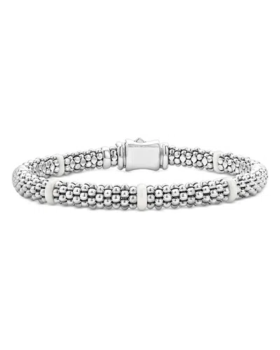 Lagos Sterling Silver White Caviar Ceramic Beaded Bracelet In White/silver