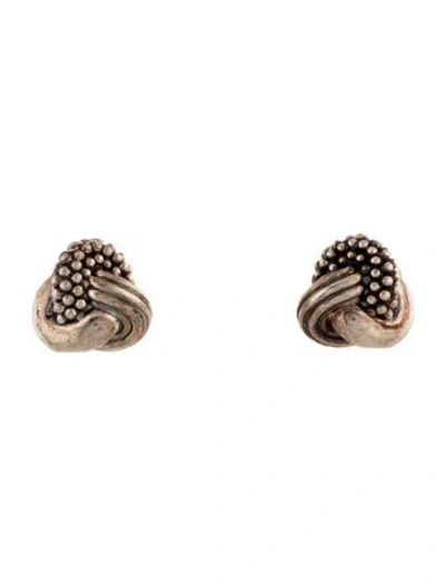 Pre-owned Lagos Textured Knot Stud Earrings In Multi