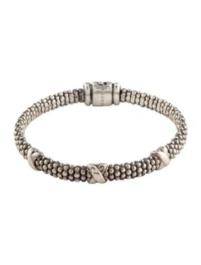 Pre-owned Lagos Three Station "x" Caviar Bracelet, 6.5" In Multicolor
