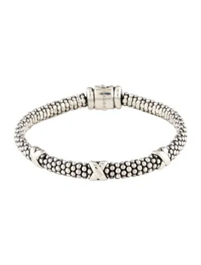 Pre-owned Lagos Three Station X Caviar Bracelet, 6.75" In Multi