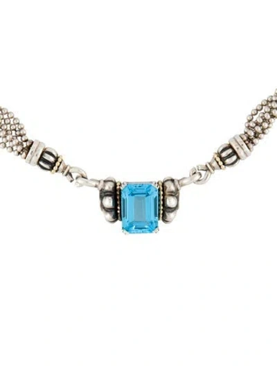 Pre-owned Lagos Topaz Glacier Collar Necklace, 18" In Multi