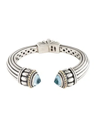 Pre-owned Lagos Topaz Hinged Cuff Bracelet, 6" In Multi