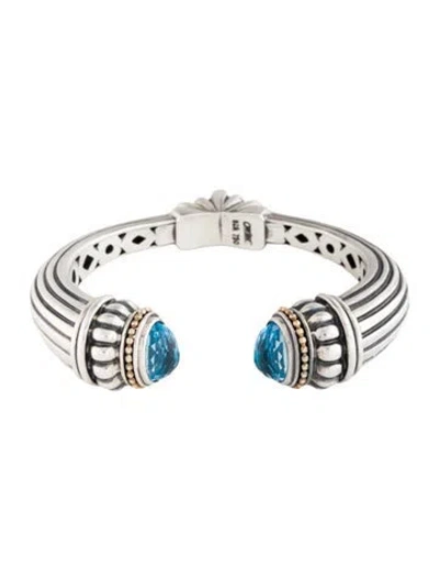 Pre-owned Lagos Topaz Hinged Cuff Bracelet, 7" In Multi