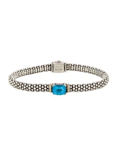 Pre-owned Lagos Topaz Single Station Link Bracelet, 6.75" In Multi