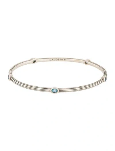 Pre-owned Lagos Topaz Station Bangle Bracelet, 8.25" In Multi