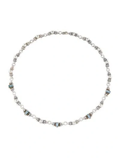 Pre-owned Lagos Topaz Station Collar Necklace, 16" In Multicolor