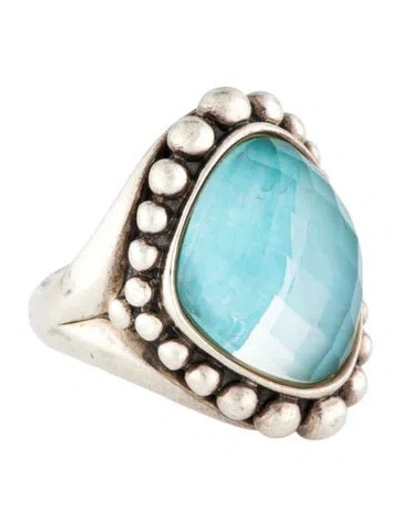 Pre-owned Lagos Turquoise & Quartz Cocktail Ring In Multi