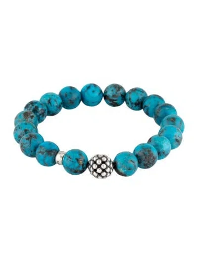 Pre-owned Lagos Turquoise Bead Station Bracelet, 6.5" In Multicolor