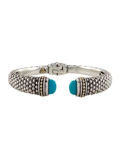 Pre-owned Lagos Turquoise Cuff Bracelet, 7" In Multicolor