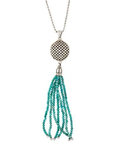 Pre-owned Lagos Turquoise Maya Escape Tassel Necklace, 34" In Multi