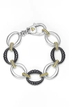 Lagos Two-tone Black Ceramic Link Bracelet In Metallic