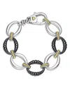 Lagos Two-tone Black Ceramic Link Bracelet In Metallic