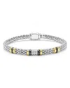 Lagos Two-tone Black Ceramic Station Diamond Bracelet In Metallic