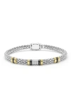 Lagos Two-tone Black Ceramic Station Diamond Bracelet In Metallic