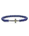Lagos Two-tone Caviar Cross Lapis Stretch Bracelet In Blue
