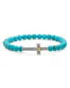 Lagos Two-tone Caviar Cross Turquoise Stretch Bracelet In Blue