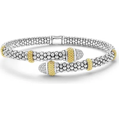 Lagos Two-tone Caviar Diamond Versa Bypass Bracelet In Metallic
