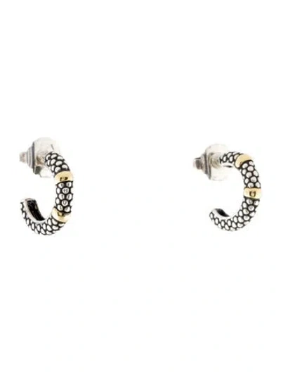 Pre-owned Lagos Two- Tone Caviar Huggie Hoop Earrings In Multi