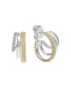 Lagos Two Tone Caviar Lux Three Ring Diamond Hoop Earrings, 0.16 Ct. T. W. In Silver