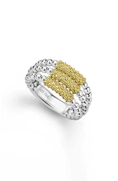 Lagos Two-tone Caviar Three Row Ring In Gold