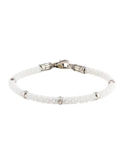 Pre-owned Lagos Two Tone Ceramic Five Station Bracelet, 7" In Multi