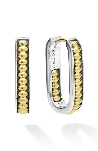 Lagos Two-tone Linear Hoop Earrings In Gold