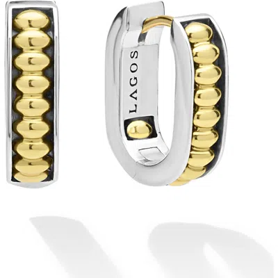 Lagos Two-tone Linear Huggie Hoop Earrings In Metallic