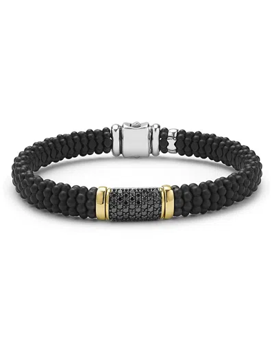 Lagos Two Tone Matte Black Ceramic Black Diamond Bracelet, 9mm