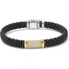 Lagos Two-tone Matte Black Ceramic Diamond Bracelet In Black