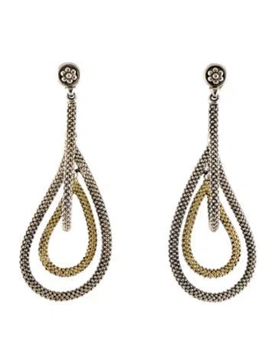 Pre-owned Lagos Two Toned Caviar Drop Earrings In Multi