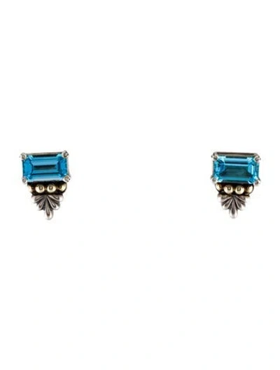 Pre-owned Lagos Two-tone 7.46ctw Topaz Earclip Earrings In Multi