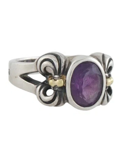 Pre-owned Lagos Two-tone Amethyst Cocktail Ring In Multi