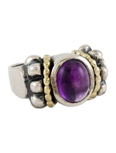 Pre-owned Lagos Two-tone Amethyst Cocktail Ring In Multi