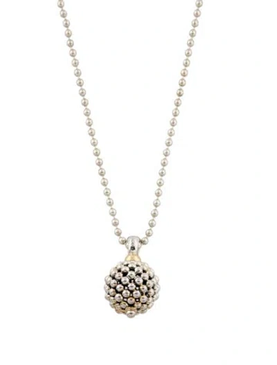 Pre-owned Lagos Two-tone Ball Pendant Necklace, 24.25" In Multi