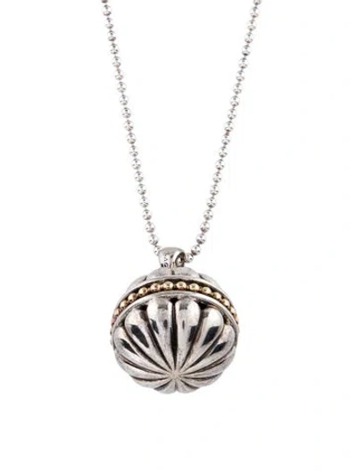 Pre-owned Lagos Two-tone Ball Pendant Necklace, 34.5" In Multi