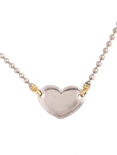 Pre-owned Lagos Two-tone Beloved Heart Pendant Necklace, 18" In Multicolor