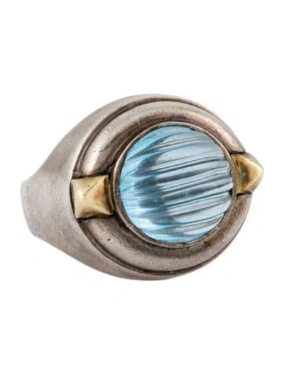 Pre-owned Lagos Two-tone Blue Topaz Cocktail Ring In Multi