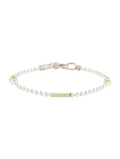 Pre-owned Lagos Two-tone Caviar Beaded Bracelet, 6.75" In Multi